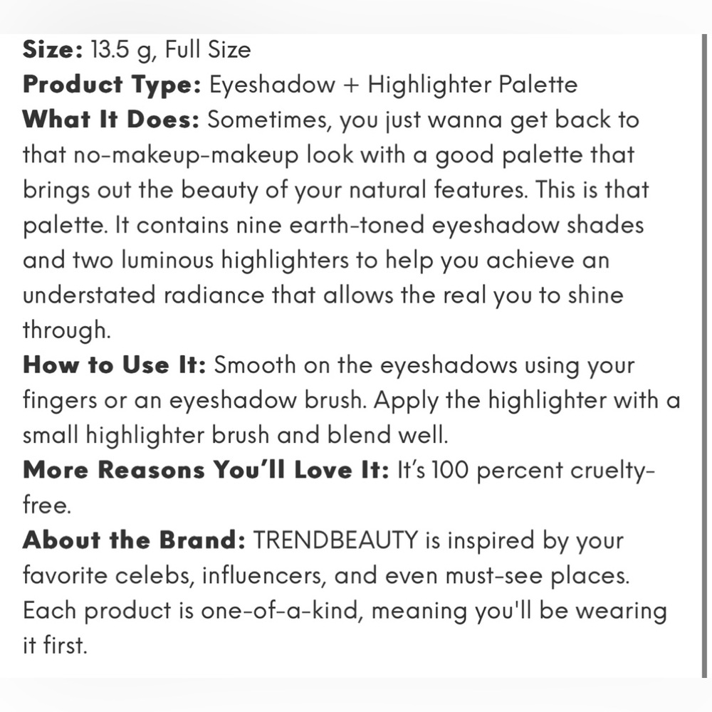 Trend Beauty Naturally Nude Eyeshadow Palette - Picture 2 of 8